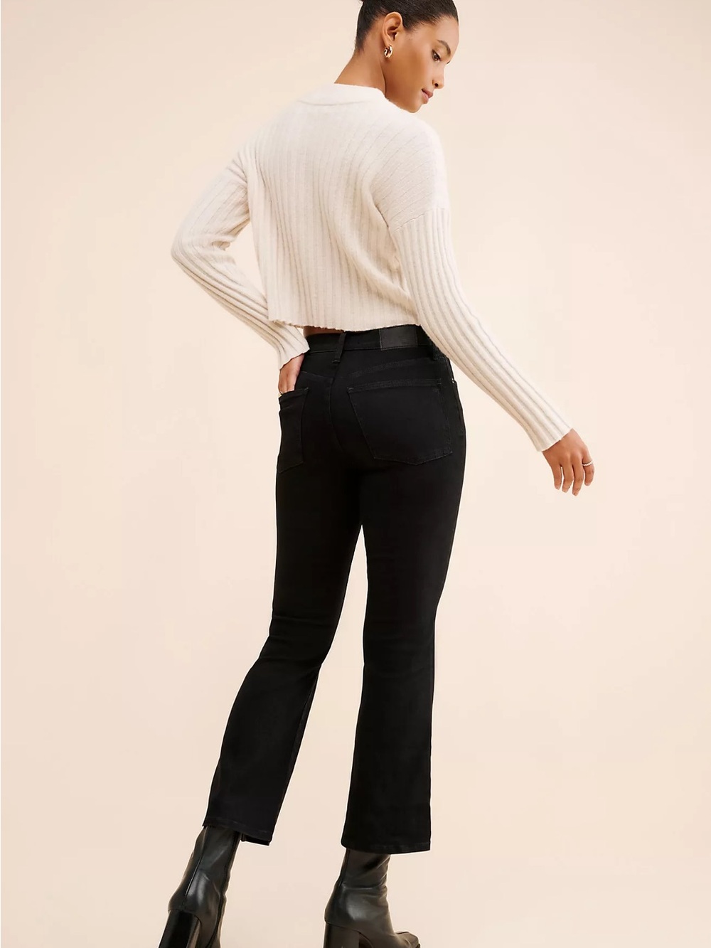 Madewell Black mid-rise kick out jeans